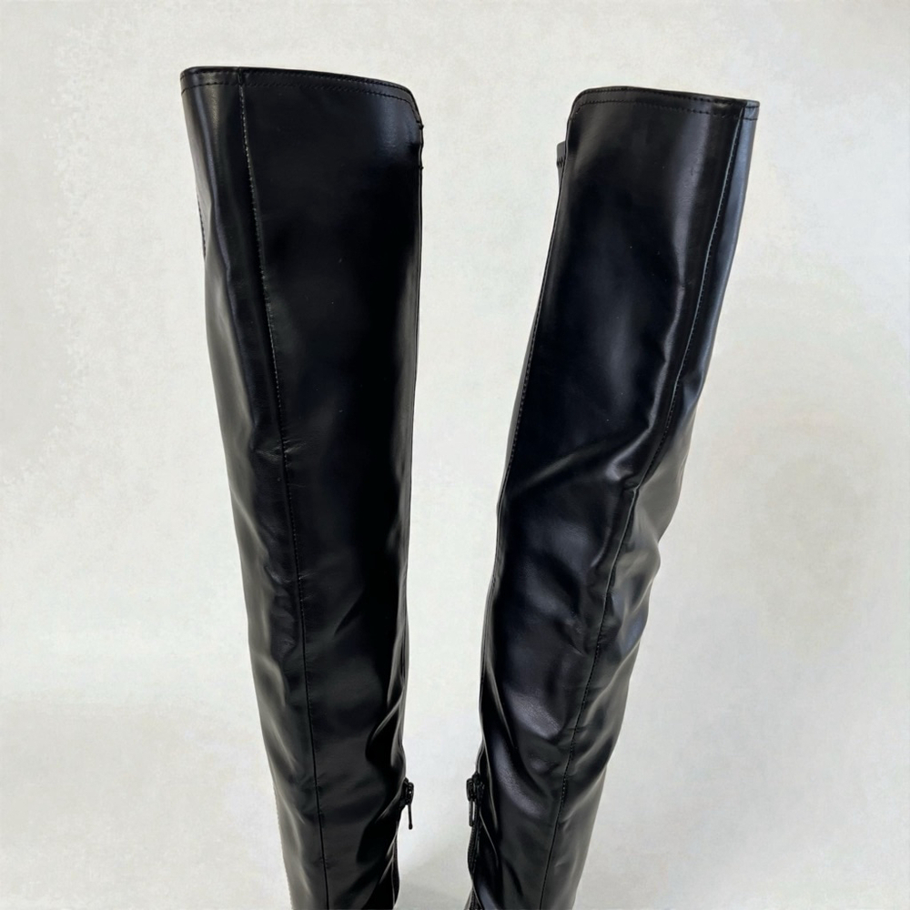 Black Over The Knee Boots Low Block Heel Buckle Riding Boots Size 5 DV Dolce Vit - Picture 5 of 17